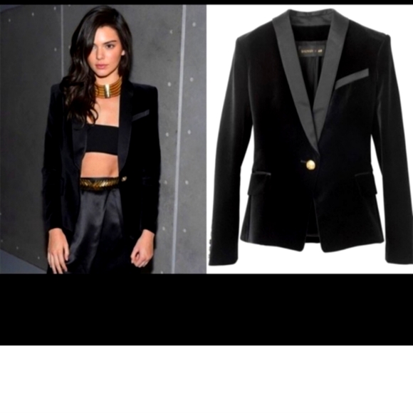 Balmain collab x hm sz 10 EU 40 black velvet tuxedo jacket blazer blogge… - Picture 3 of 5